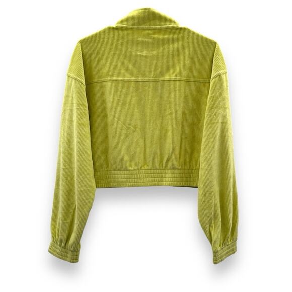 Aerie Neon Green Yellow Corduroy Full Zip Long Sleeve Bomber Jacket Sz M NEW - Picture 3 of 7